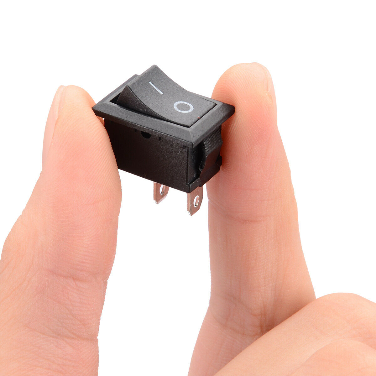 5 Interruttori A Bilanciere Impermeabili 6A-10A 110V/250V – 21x15 Mm, Montaggio A Scatto, 2 Pin, Colore Nero