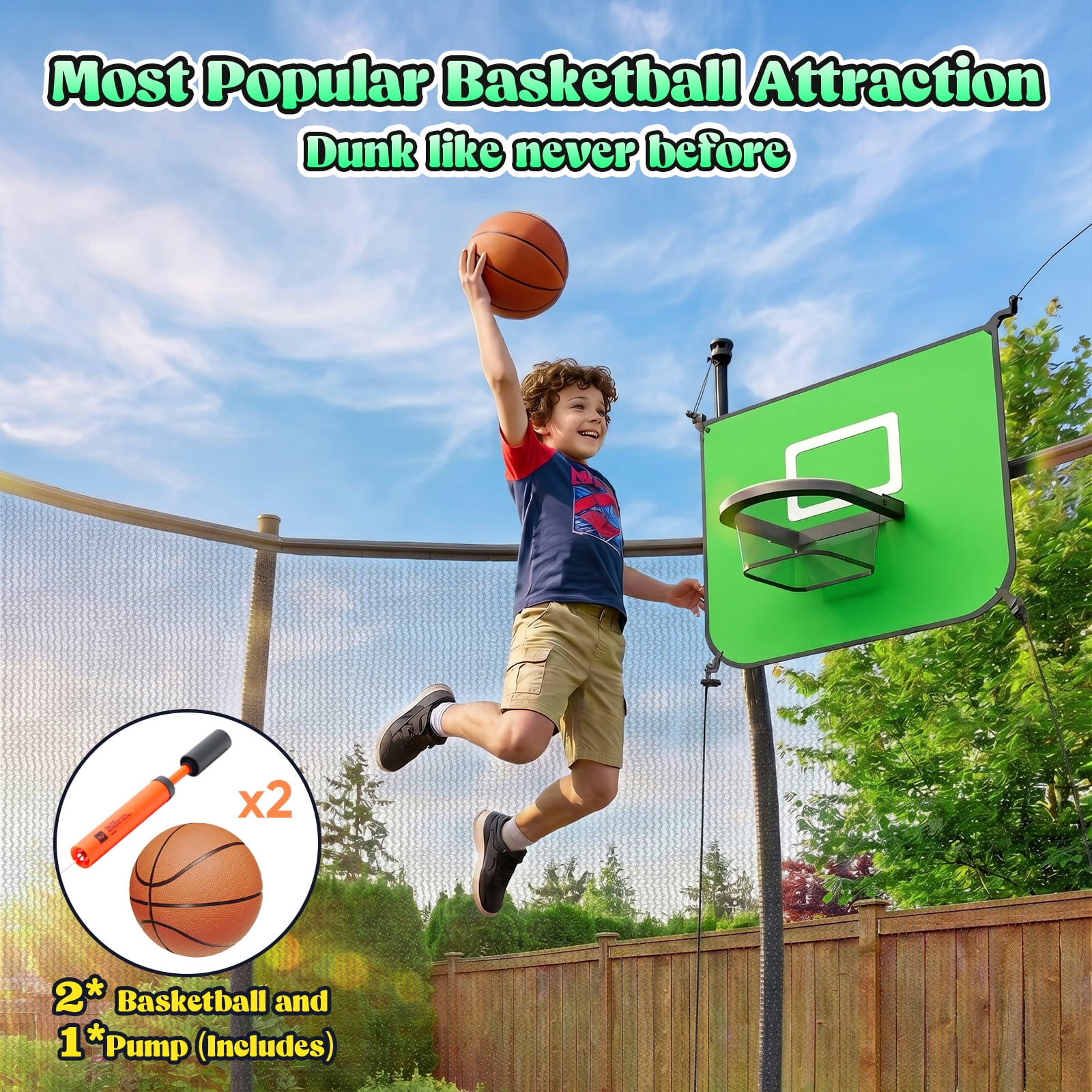 Outdoor Trampoline,Gardwin 12FT/14FT Round Trampoline with with Ladder,Sprinkler,Basketball Hoop Board,Recreational Backyard Trampolines Anti-Rust for Kids Gift