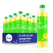 Bubly Burst Sparkling Water Beverage, Mango Lime, 16.9 fl oz, 12 Count Bottles