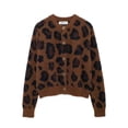 thumbnail image 3 of JIAYUE Women Fuzzy Sweater Jacket Leopard Print Crew Neck Button‑Front Long Sleeve Cropped Knit Cardigan for Party Wear, 3 of 3