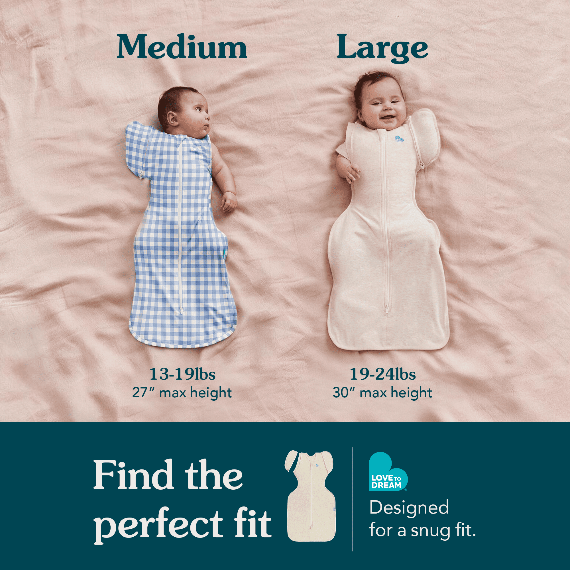 Love To Dream Swaddle Up Transition Bag, 4-way Stretch, Cotton Blend, 1.0 TOG, Blue Gingham, Large