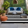 thumbnail image 2 of Black Striped Outdoor Rug for Patio/Deck/Porch, Non-Slip Large Area Rug 5 x 7 Ft, Modern Simple Monochrome Geometric White Indoor Outdoor Rugs Washable Area Rugs, Reversible Camping Rug Carpet Runner, 2 of 8