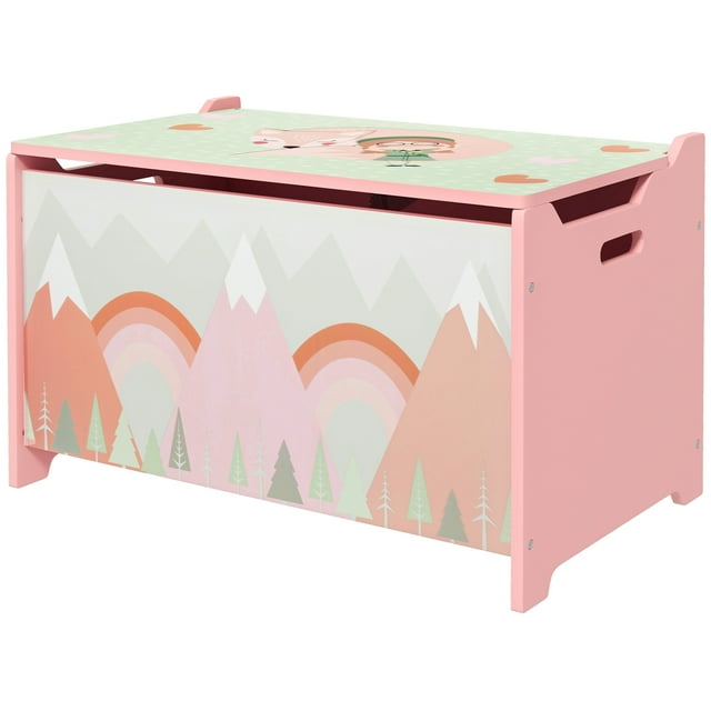 CoSoTower Toy Box with Lid, Toy Chest Storage Organizer for Bedroom with Safety Hinge, Pink