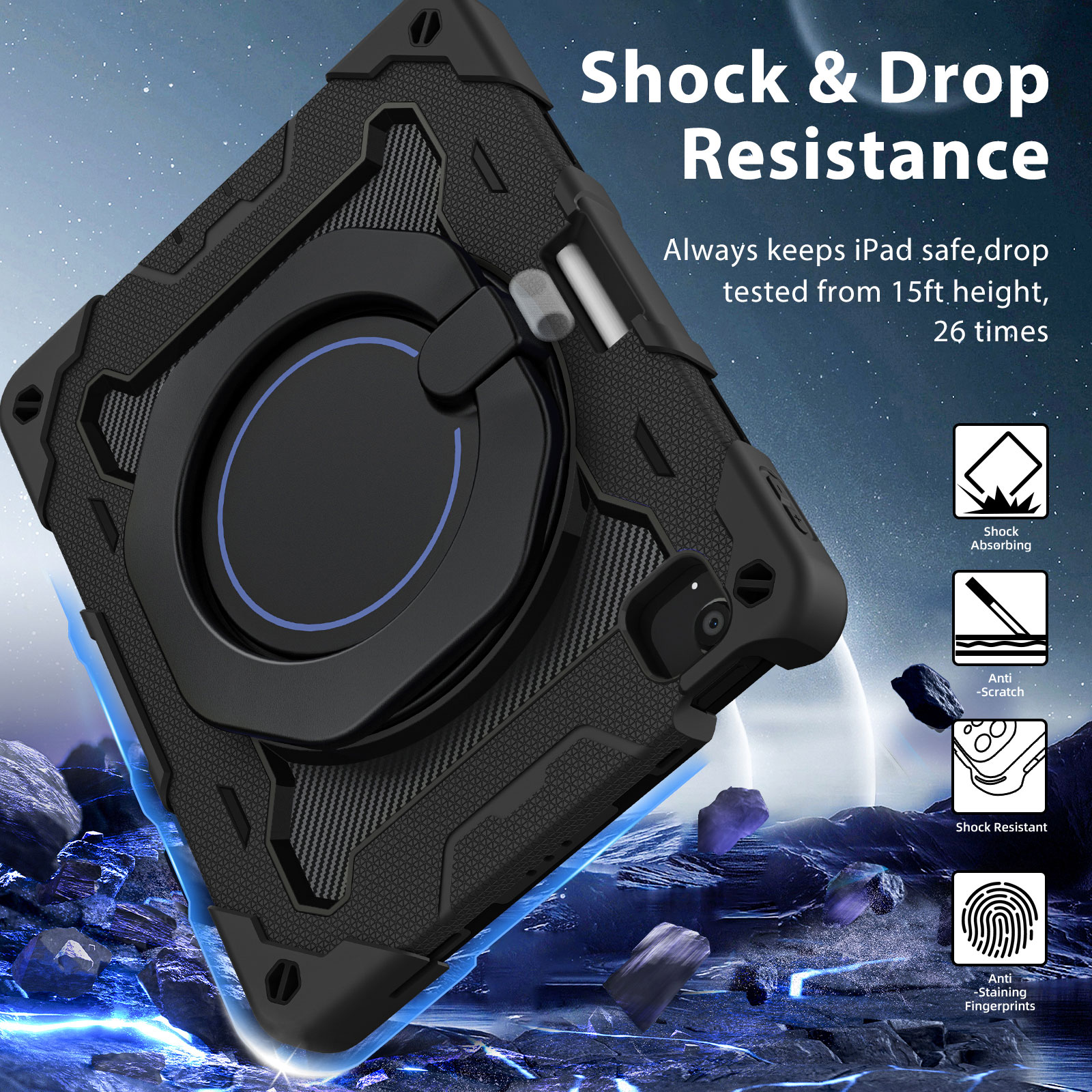 ROISKIN for iPad Air 11 inch Case (M3 2025/M2 2024)/ Air 6th Generation for Kids with HD Screen Protector, 360 Rotating Kickstand, Shoulder Strap, Pen Holder, Heavy Duty Military Case for iPad Air 11