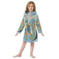 thumbnail image 6 of FORMRS Niños Bathrobe Unisex Hooded Robe Soft Plush Pajamas Sleepwear, Size 10-12T, Art Goldfish, 6 of 7
