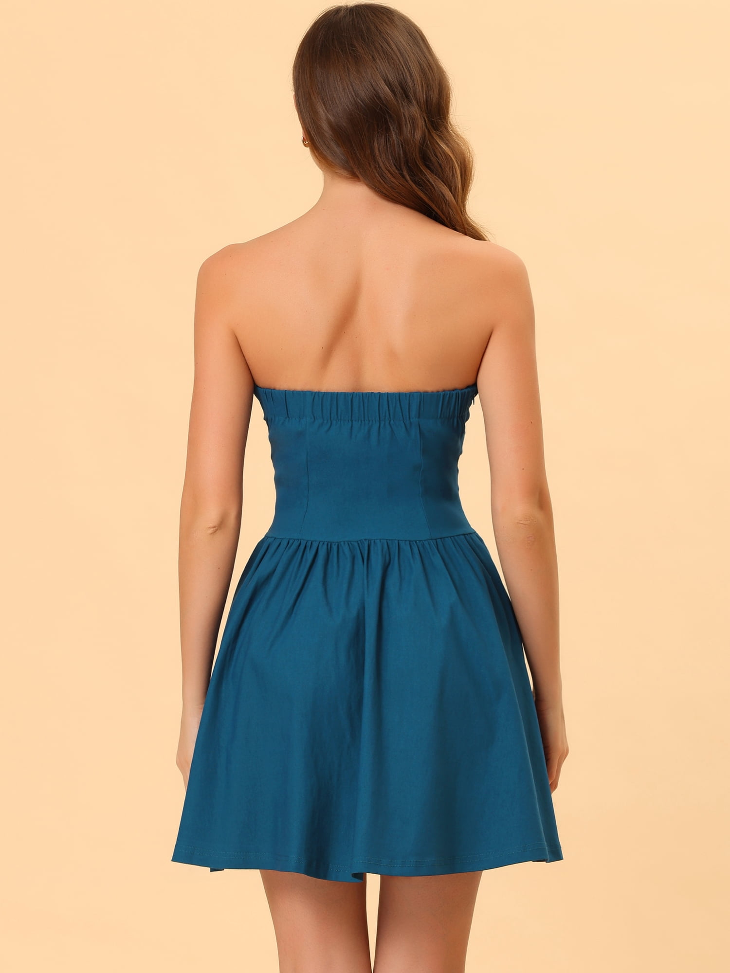 DARING DIVA Party Mini Strapless Sweetheart Neck Christmas Mini Dress M Blue