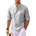 thumbnail image 1 of Camisa De Hombre De Manga Larga, Cuello Alto, Botón Abierto,, 1 of 2