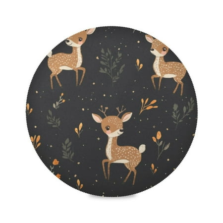 

Round Plate Mat 15.4x15.4 Inchesx4 Placemat Table Mat Kitchen Mat Coffee Mat Fabric Thick Strong Wear-Resistant Heat Resistance Three Cartoon Deer