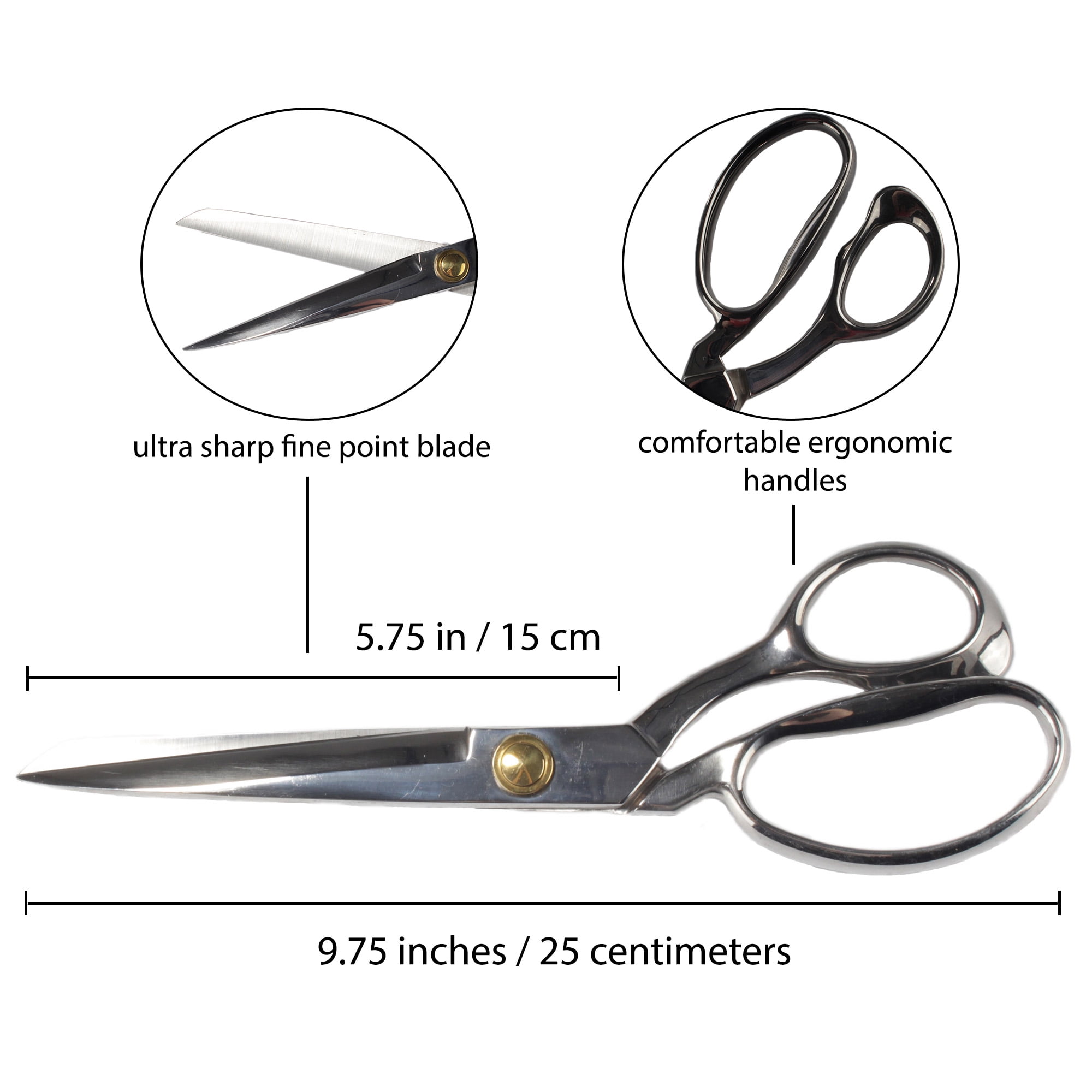 XFasten Heavy-Duty Professional Tailor Scissors, 9.5-Inch Heavy Duty  Ultra-sharp Dressmaker's Scissors Shears for Fabric Cutting | Sewing  scissors for