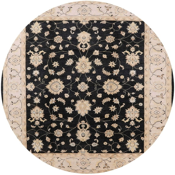 Ahgly Company Indoor Round Mid-Century Modern Burgundy Brown Oriental Area Rugs, 4' Round