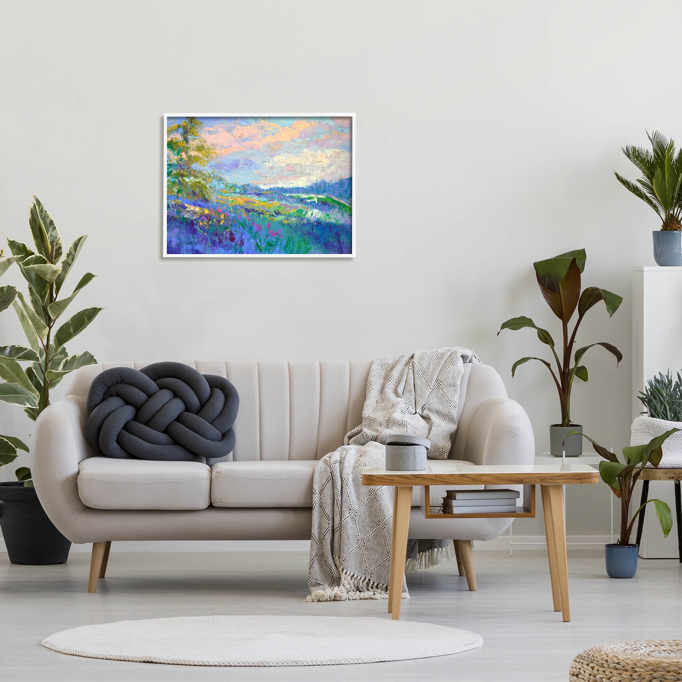Stupell Industries Modern Hill Woodland Landscape Painting White Framed Art Print Wall Art, Design by Dorothy Fagan