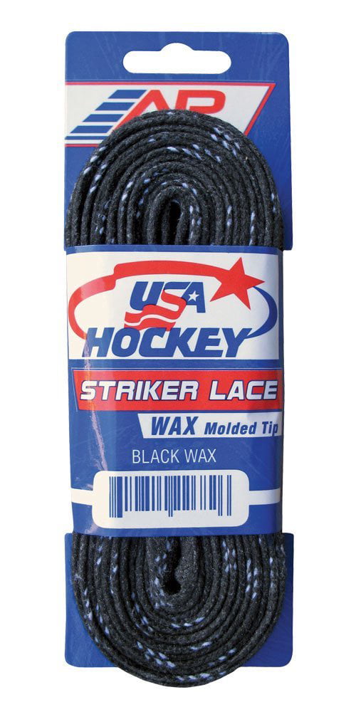 Waxed Hockey Laces Black 108" Super Skates Pro Series reinforced