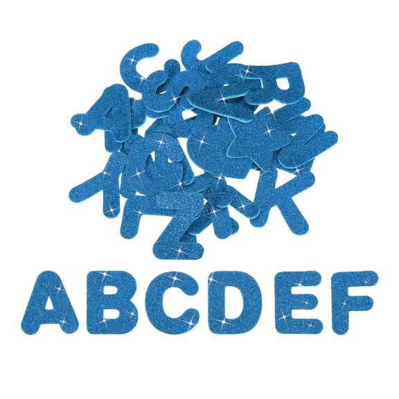 Alphabet Foam Stickers, 52Pcs Letters A-Z EVA Self Adhesive Glitters Foam Shape Sticker Craft Supplies for Scrapbook Card DIY Making Home Decor, Dark Blue