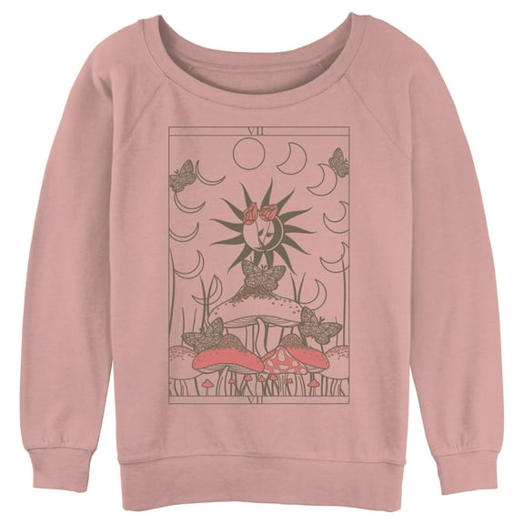 Junior's Lost Gods Mystic Mushroom Tarot Sweatshirt Charcoal Heather 2X Large