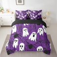 thumbnail image 2 of Manfei Ghost Bedding Queen Size for Teens, Gothic Spider Web Bed Set, Purple White Reversible Bedding Sets Queen Size, Ultra Soft Room Decor, 7 Pieces, 2 of 7