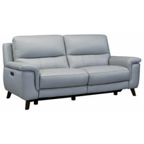 Top Grain Leather Recliner Sofa - Southwestern Style, USB Port, Dove Grey, Plush Comfort, 78" Living Room Seating