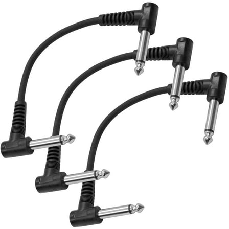 Seismic Audio 3 Pack of 6 Inch Right Angle 1/4" TS Pedal Board Patch Cables PA/DJ Cords - SATSPCC6-3Pk