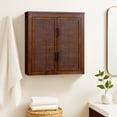 thumbnail image 2 of Teamson Home Hatteras Modern 2-Door Wall Cabinet, Storage with Rattan Doors, Solid Wood Frame & Wall Mount, Walnut, 2 of 12