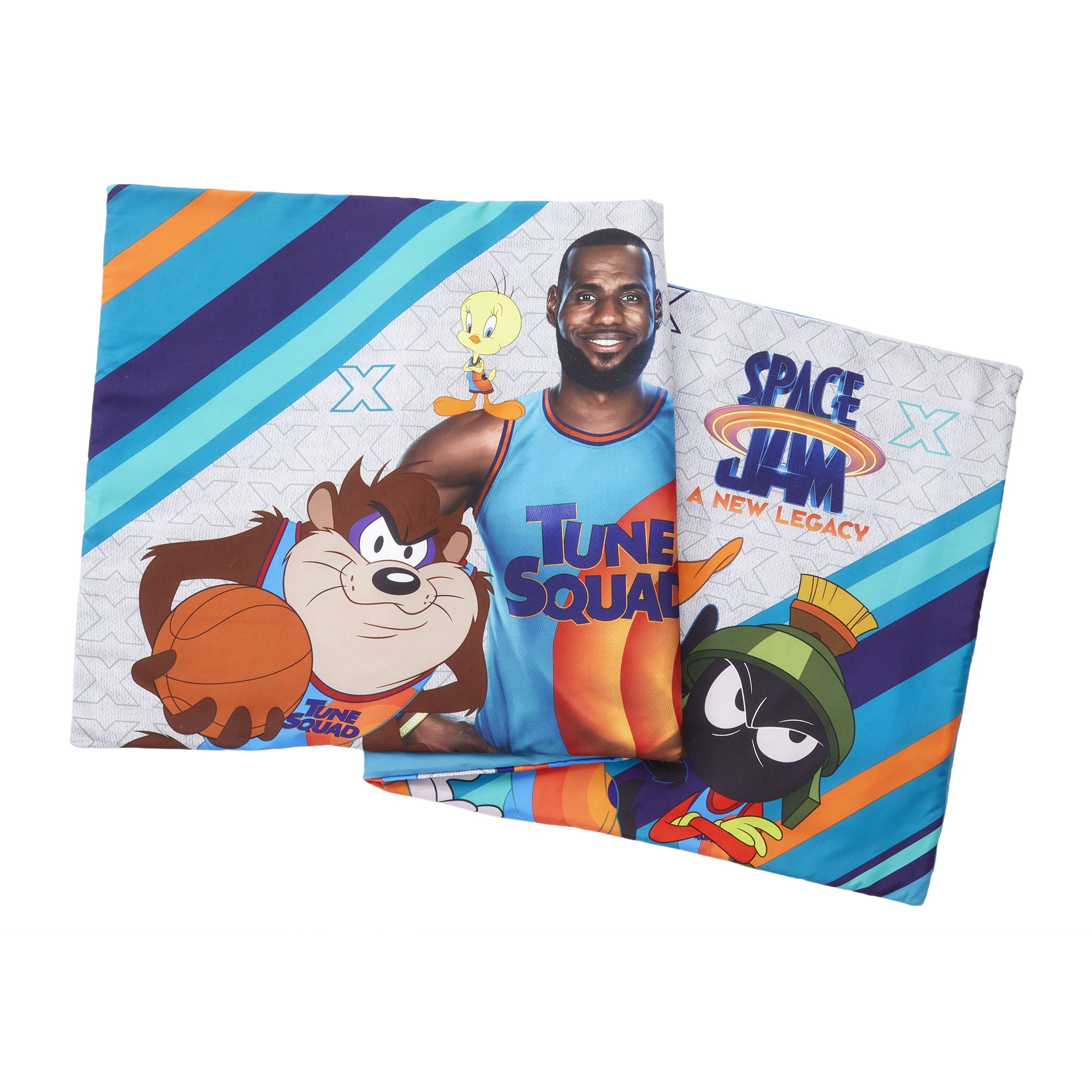 Space Jam Kids Body Pillow Cover with Zipper Closure, Gray and Blue, Warner Bros