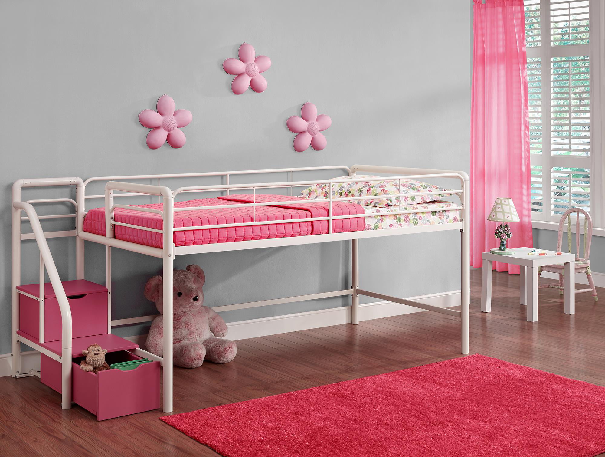 pink loft bed