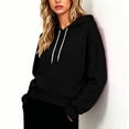 thumbnail image 6 of Women's Oversized Hoodies Fashion Hooded Long Sleeved Drawstring Hat Loose Short Sports Solid Color Sweatshirt, 6 of 7