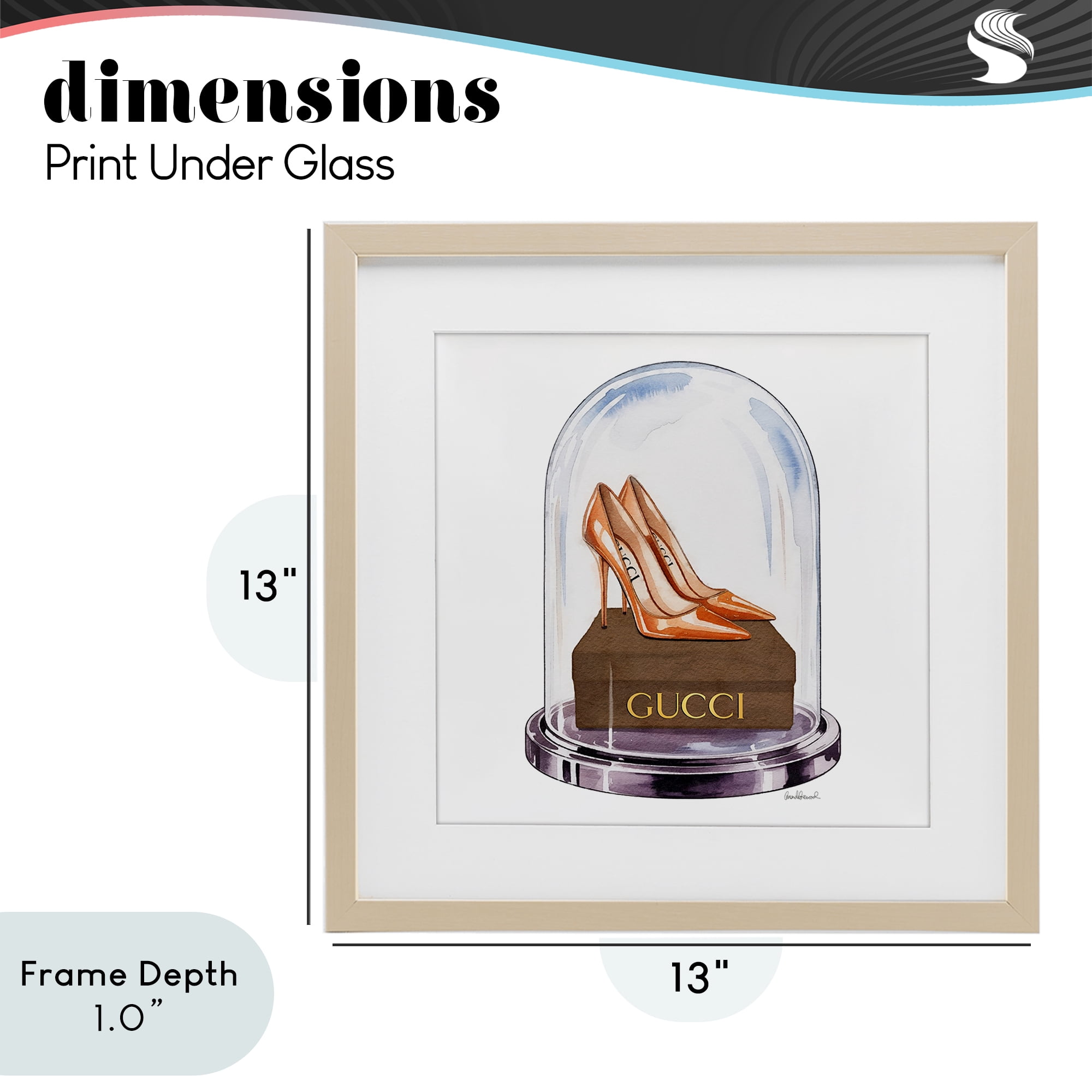 Stupell Industries Satin Heels in Bell Jar Birch Framed Print Under Glass, design by Amanda Greenwood