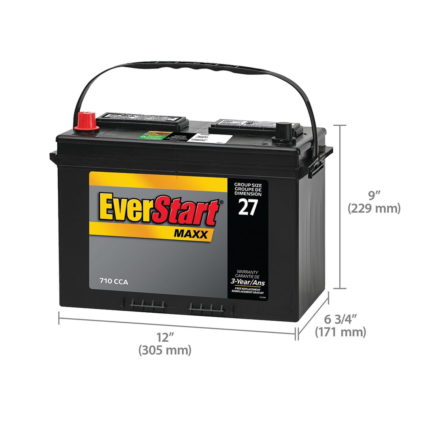 EverStart AUTO MAXX-27N – 12 Volts, Batterie automobile, groupe 27, 710 ADF