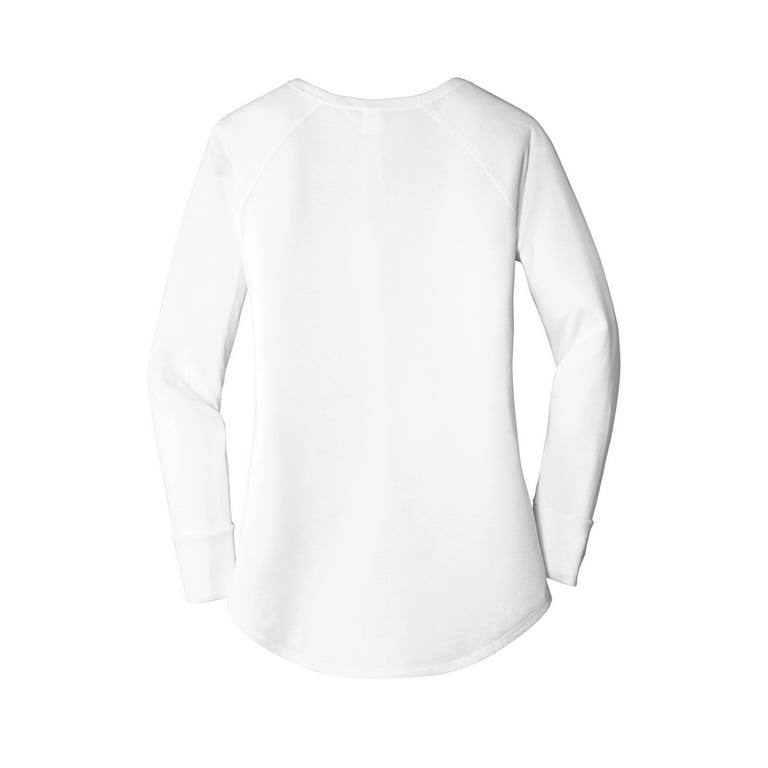District Adult Female Women Electric Heather Long Sleeves T-Shirt White  2X-Large 