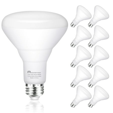 

Mastery Mart BR30 LED Bulb 10W Dimmable 65 Watt Equivalent 4000K Cool White 700 Lumen Wide Flood Light E26 Base Recessed Light Bulb for Can Ceiling UL and Energy Star Pack of 10