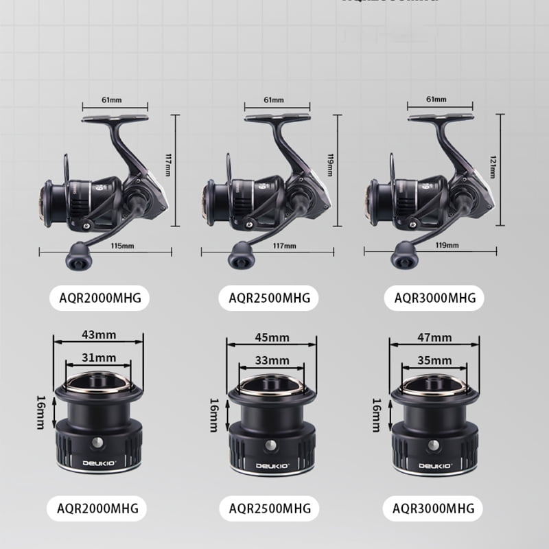 DEUKIO Black Lightweight Spinning Fishing Reel Screw in Handle 6+1BB 8kg Drag Power Carbon Fiber Body Anti Seawater Fishing Coil