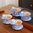 thumbnail image 2 of UUBLKH Juego de 2 tazas de té chino Tenmoku de 5.0 onzas, colorido Jianzhan Bowl Tenmoku Lotus Cups, juego de tazas de té de cerámica Kungfu chino, decoración de Navidad, regalo de Año Nuevo, 2 of 4