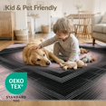 thumbnail image 4 of ODIKA 9'x12' Washable Area Rug Pink Transitional Grey Tonal Flow Overlay Grid Statement Contemporary for Dining Room, Basement, Large Office, Non-Slip Chair-Friendly, 4 of 7