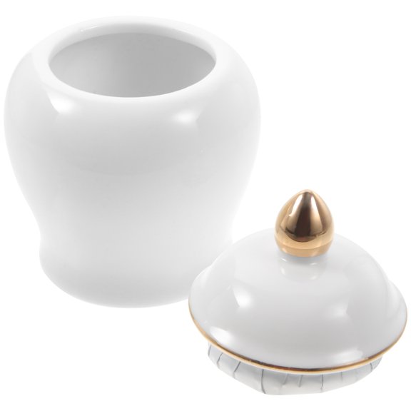Ceramic Tea Canister with Lid for Home Use Simple and Chic White Storage Jar 7.8x5.1 Inches