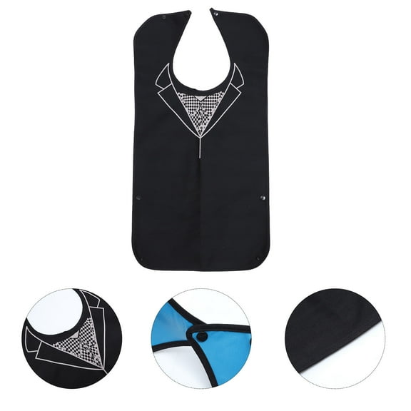 Niceauty 1Pack Funny Adult Bib Reusable Polyester Black Easy to Carry Eating Bib