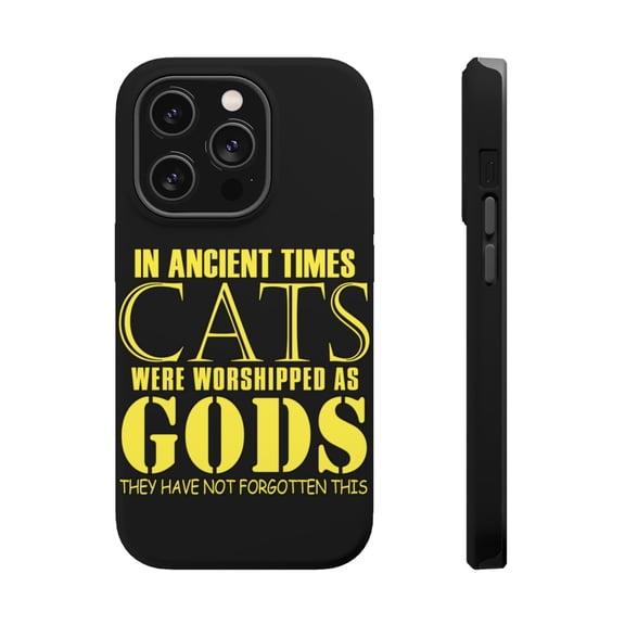 DistinctInk Tough Case for Apple iPhone 15 PRO (6.1" Screen), Compatible with MagSafe Charging - Ancient Times, Cats Worshipped As Gods