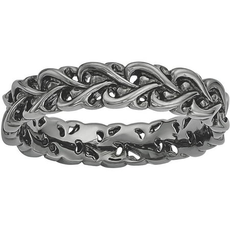 Stackable Expressions Sterling Silver Black-Plated Carved