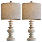 Oneach 20 Resin Table Lamps for Bedroom Lamps Set of 2 Retro Farmhouse Bedside Nightstand Lamp