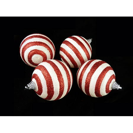 4ct peppermint twist glitter striped shatterproof 4ct peppermint twist glitter striped shatterproof