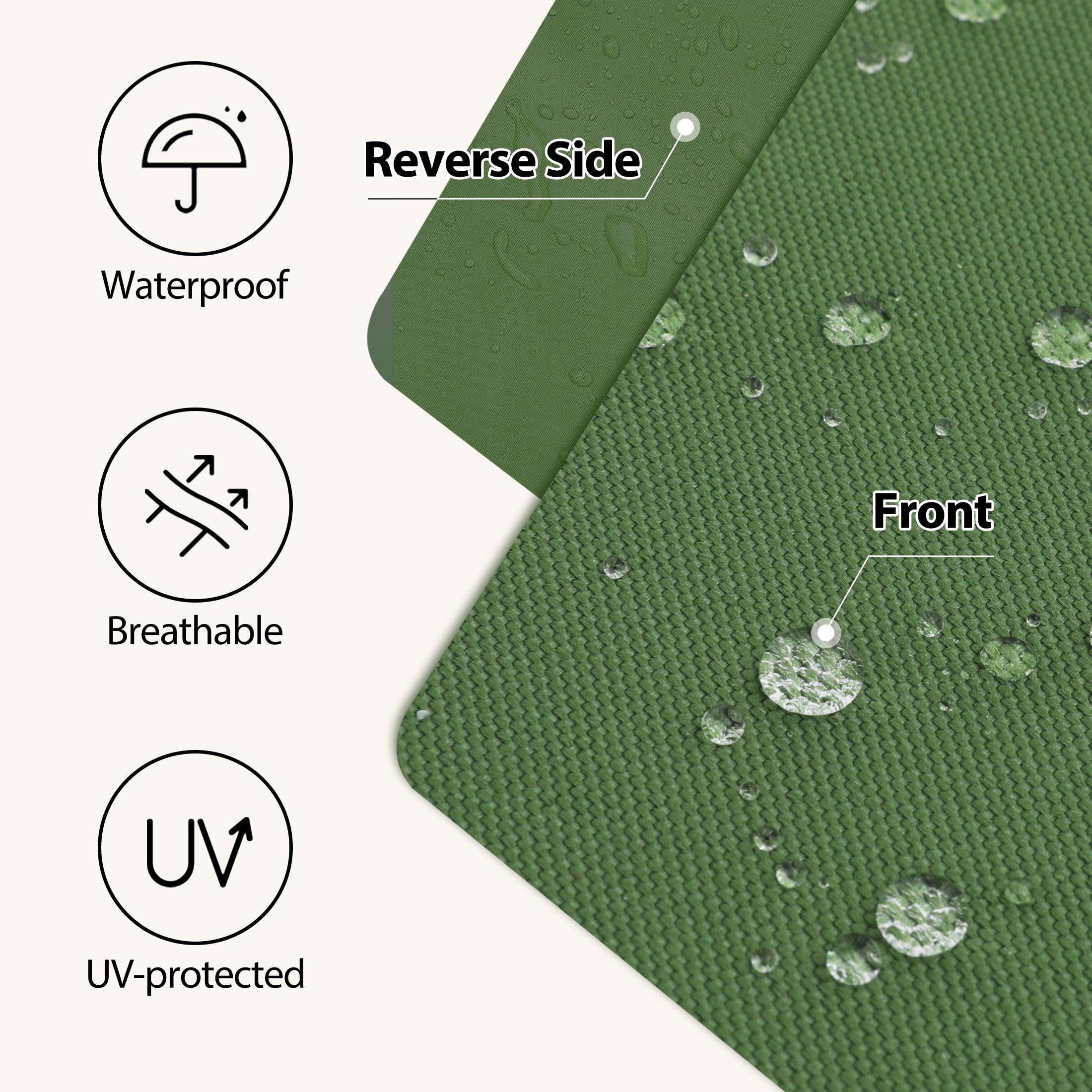 Outdoor Seat Cushion for Patio Furniture Dining Chair Pad Replacement, 18.5x16, Set of 2, Dark Moss Green