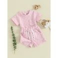 thumbnail image 4 of Aojekbee Baby 2 Piece Outfits Checkerboard Pattern Short Sleeve T-Shirt and Elastic Shorts Set for Toddler Girl Boy Cute Clothes, 4 of 10