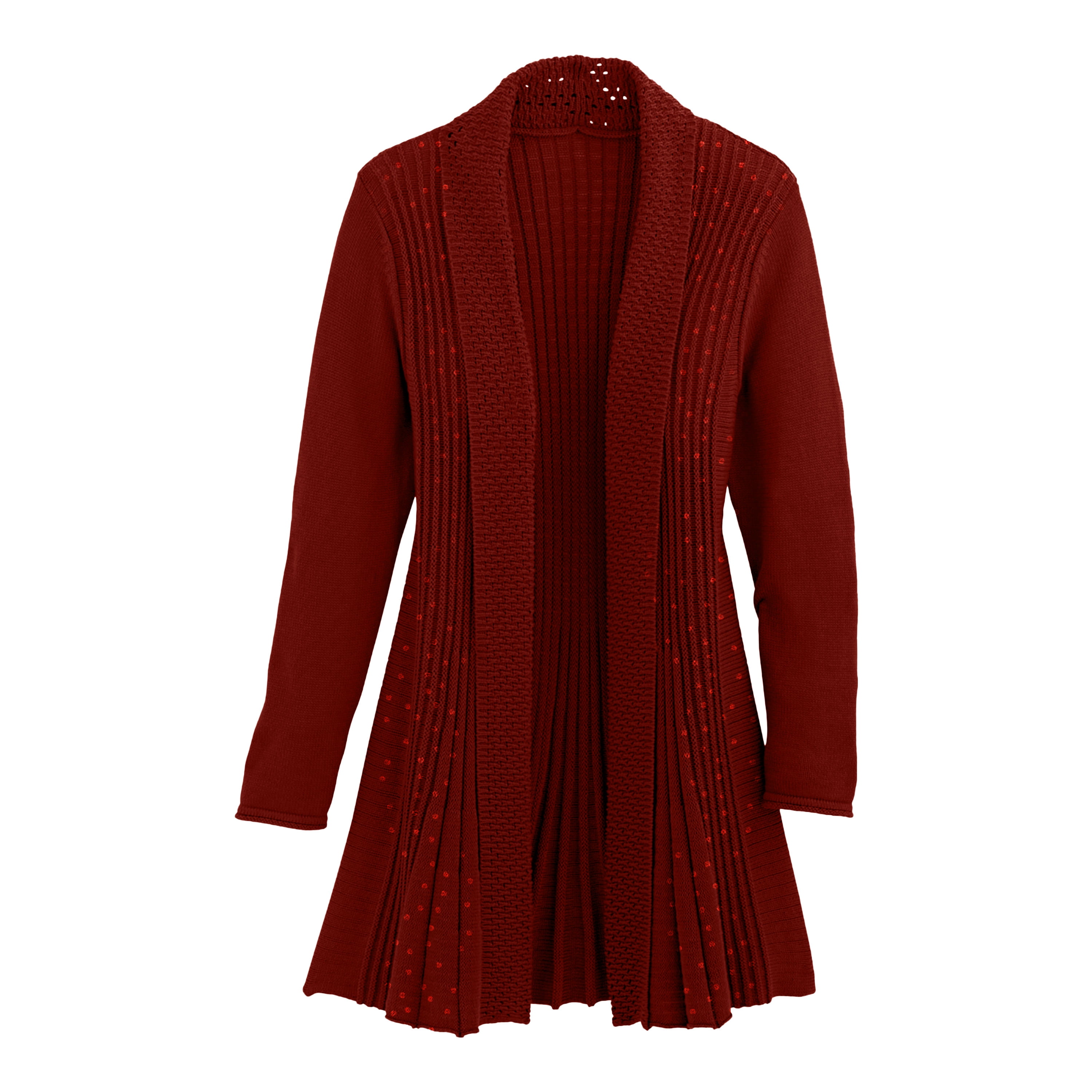 Cardigans for Women Long Sleeve Swingy Sequin Knit Cardigan Sweater W/PocketMerlot (XLarge