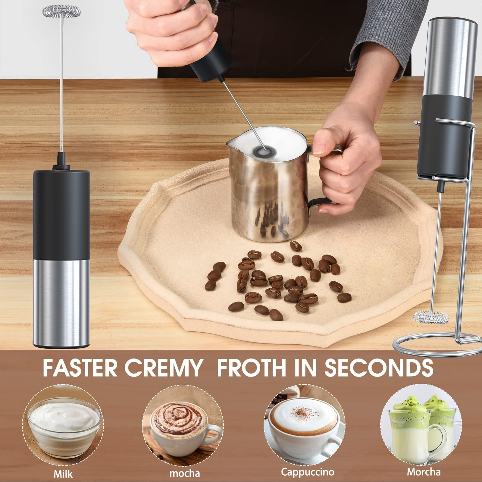Thereye electric milk frothers, handheld milk frother for coffee, capp –  89mansion