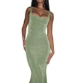 thumbnail image 3 of Franhais Women Casual Slim-Fit Dress, Solid Color Sleeveless Backless Low Cut Sling Midi Dress, 3 of 7