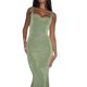 thumbnail image 3 of VISgogo Vestido ajustado informal para mujer, vestido a media pierna de corte bajo sin mangas de color sólido VISgogo moda, 3 of 7