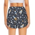 thumbnail image 4 of Uemuo Space Cars Pattern Women's Athletic Shorts High Waisted Running Shorts with Liner Pockets Gym Elastic Workout Shorts-, 4 of 9