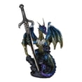 thumbnail image 4 of Blue Metallic Ice Knight Dragon With Orb and Gothic Sword Letter Opener Figurine, 4 of 10