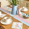 thumbnail image 4 of Easter Rabbit Table Runner, Spring Floral Colored Eggs Colorful Wood Grain Cotton Linen Kitchen Table Decoration Washable Dining Tabletop Runners for Home Party Decor 13x120 Inches, 4 of 9