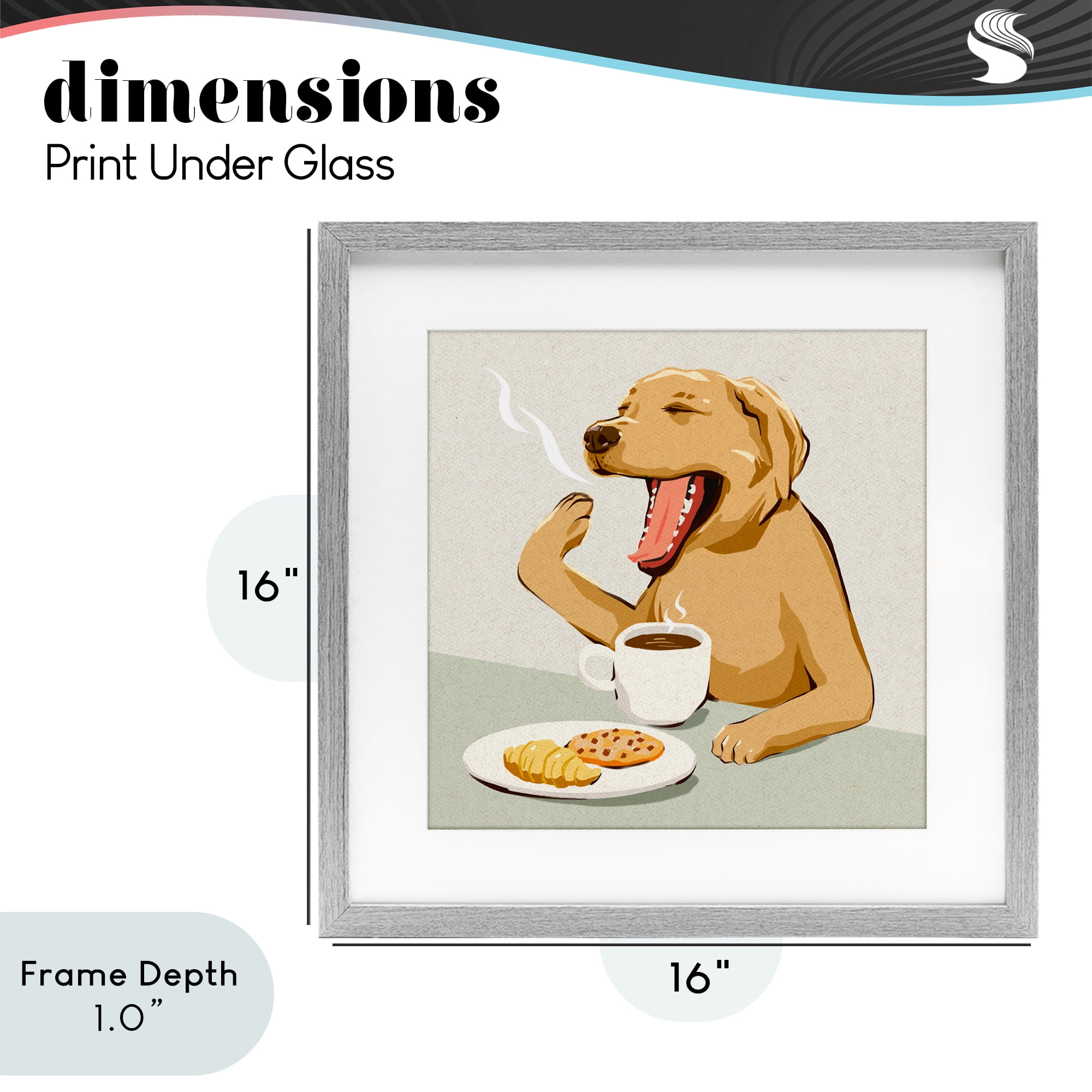 Stupell Industries Yawning Dog Morning Coffee Gray Framed Print Under Glass, design by Ziwei Li