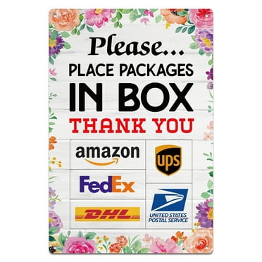 WhatSign Package Delivery Sign Please Place Packages in Box Metal Delivery Sign Front Door Yard Sign for Outdoor Use 8x12 Inch Delivery Instructions for My Packages