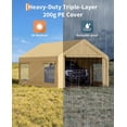 thumbnail image 3 of Gaderth 12x20 ft Carport, Car Port with 200 g PE Tarp, Roll-Up Doors, and 4 Windows, for Full-Size Pickups, Bass Boats, Tractors, and SUVs, 3 of 6